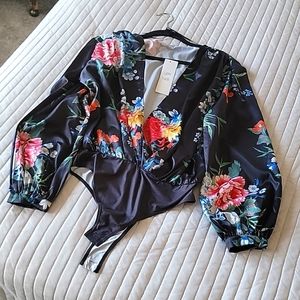 Black Floral Bodysuit